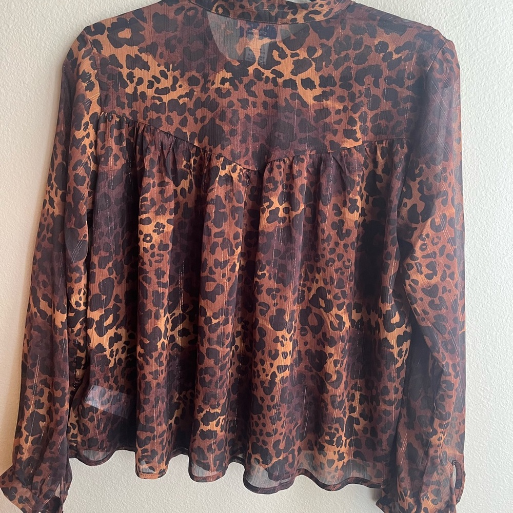 Calypso St. Barth Brown Leopard Print Blouse - Picture 2 of 4